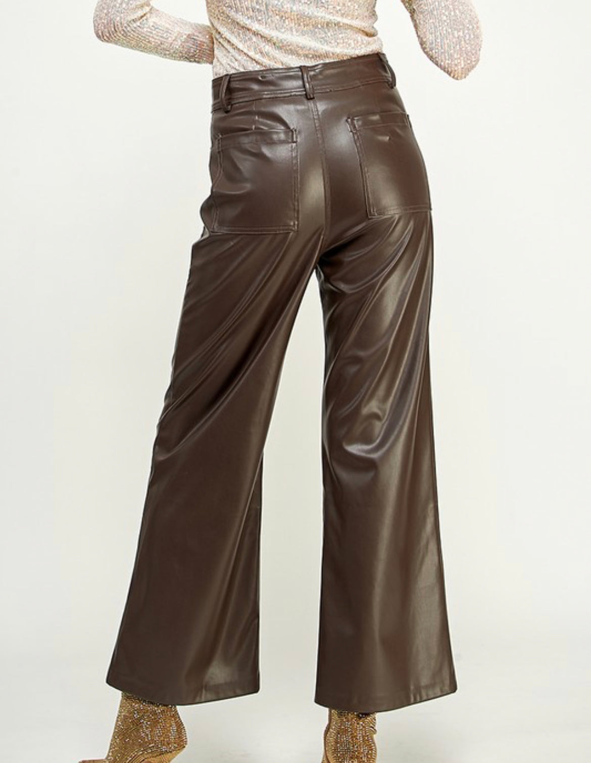 Faux marine leather pants