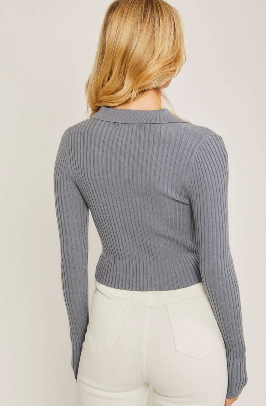 Ribbed collared sweater top