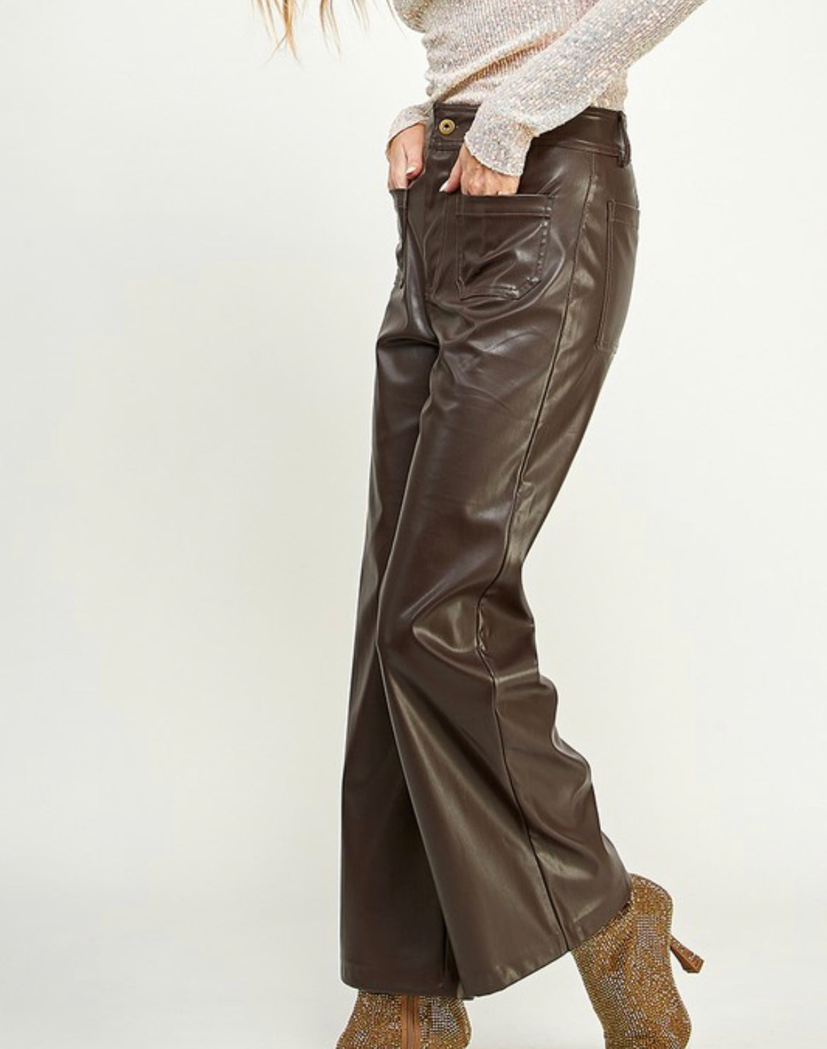 Faux marine leather pants